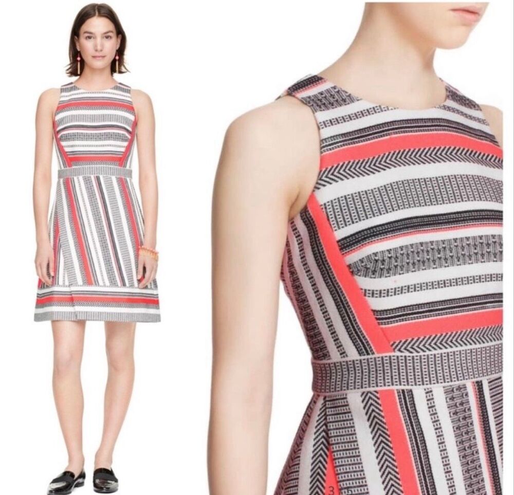 Kate Spade Ribbon Jacquard Pink and Black Dress Size 4